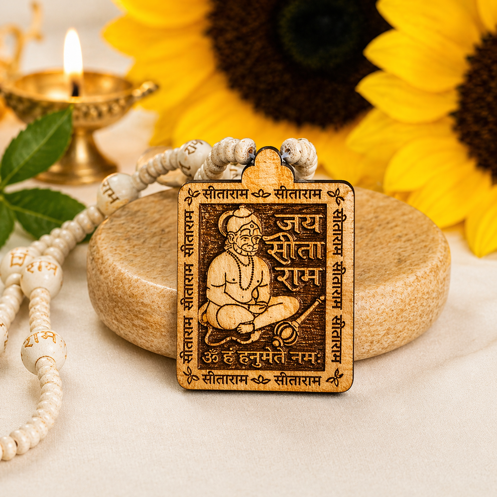 6 PCS Bageshwar Dham Tulsi Mala | Premium Quality Tulsi Mala with Hanumanji locket (Pack of 6)