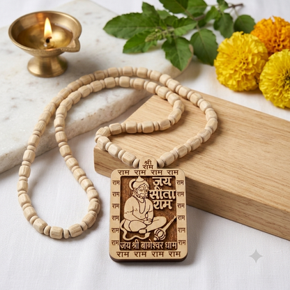 6Pcs Bageshwar Dham Tulsi Mala + FREE 1 Rudraksh Bracelet | (Pack of 7)